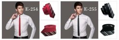 Two Faced Solid & Striped Slim Silk Necktie - 6cm - Image 4