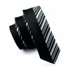Two Faced Solid & Striped Slim Silk Necktie - 6cm