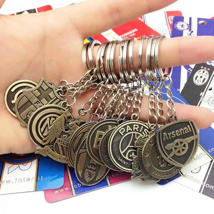 Bronzed Metal Football Team Badge Keychain - Image 2