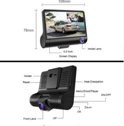 Triple Camera Lens HD Dash Cam / Car DVR 4.0" Display / 1080P 170° Wide Angle Night Vision - Image 5