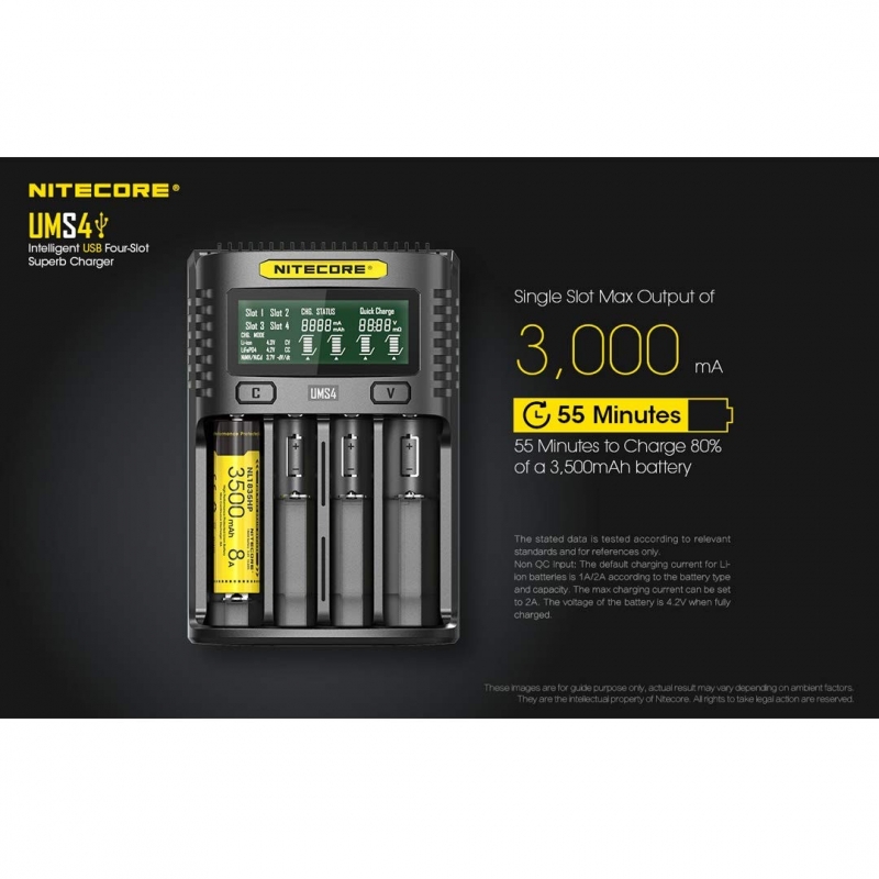 Nitecore UM4 USB Universal 4-Port Smart Charger for Li-Ion/Ni-MH/Ni-Cd/IMR 26650 22650 21700 20700 18650 18490 18350 17670 17500 17335 16340 RCR123 14500 10440 AA AAA AAAA - Image 2