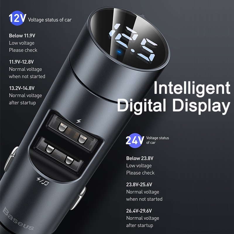 Baseus Wireless In-Car Bluetooth 5.0 FM Transmitter Energy Column - Image 7