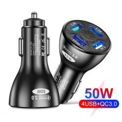 FLOVEME 50W QC3.0 4 Port Car Fast Charger