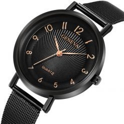 Geneva Shelled Pattern Mesh Band Quartz Watch