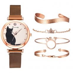 Cat Watch & 4pc Bracelet Set