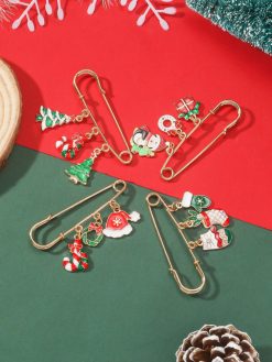 4pc Christmas Gift Brooch Set