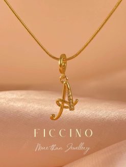 Gold Plated Zirconia Initial Necklace