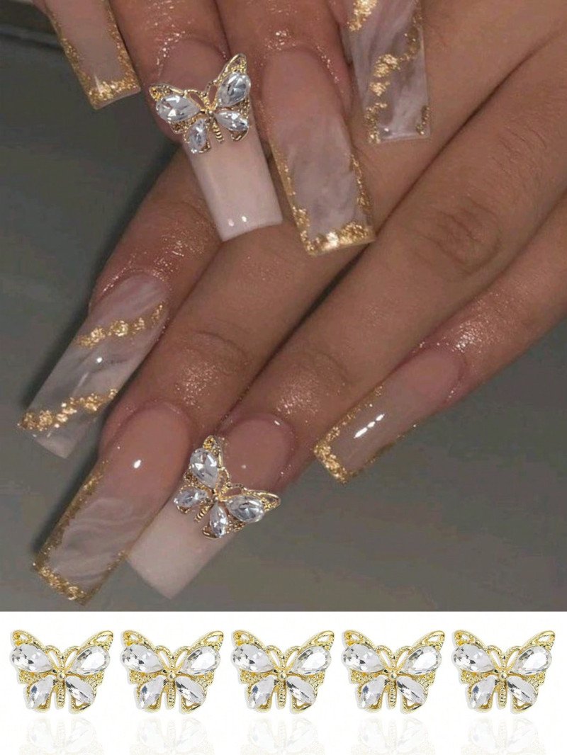 5 Piece Gold Butterfly Nail Gem - Image 3