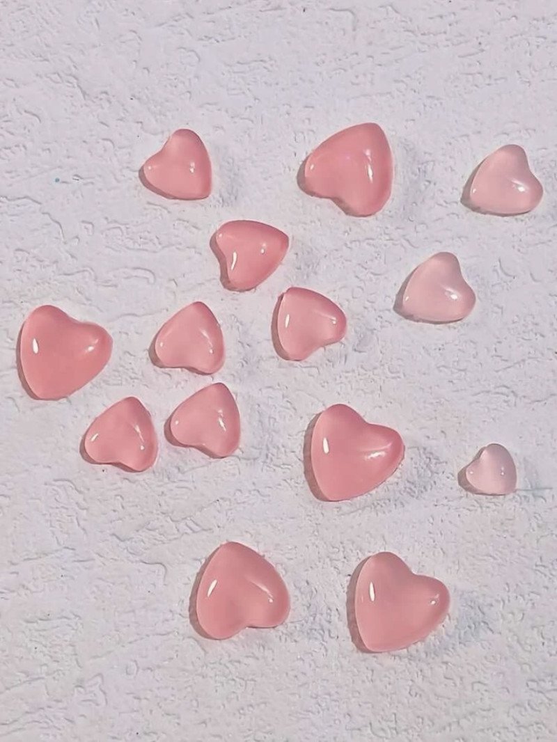 Heart Shape Nail Decoration - Orange - Image 4