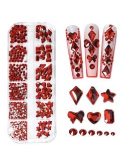 12 Grid Rhinestone Set - Red