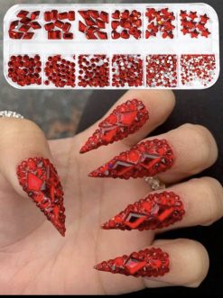 12 Grid Rhinestone Set - Red - Image 2