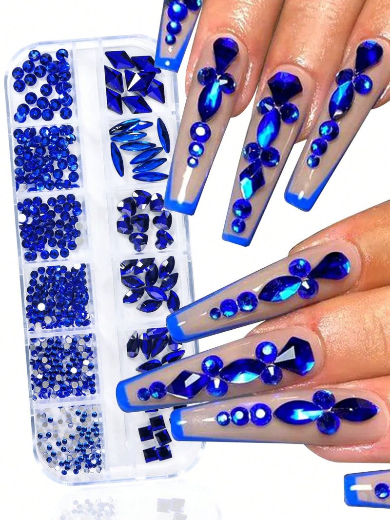 12 Grid Rhinestone Set - Blue - Image 3