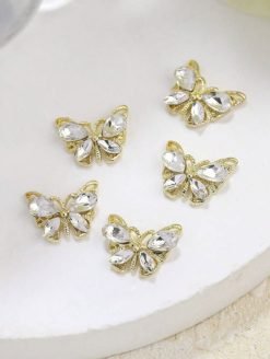 5 Piece Gold Butterfly Nail Gem