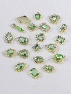 20 Piece Jade Rhinestone Nail Decoration