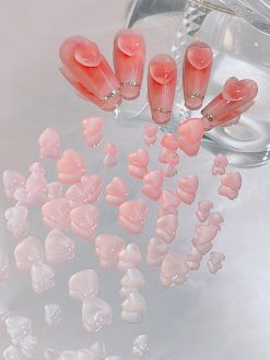 Heart Shape Nail Decoration - Orange