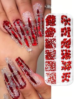 12 Grid Rhinestone Set - Red - Image 3