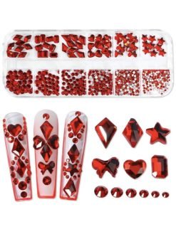 12 Grid Rhinestone Set - Red - Image 4