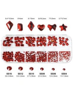 12 Grid Rhinestone Set - Red - Image 6