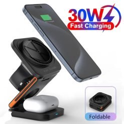 30W 3 in 1 Foldable Wireless Magnetic Charging Station