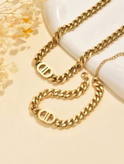 Double D Necklace and Bracelet Set