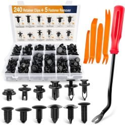 240pcs Bumper Retainer Clips with 5 Fastener Removers – Universal Car Clips & Tools Set