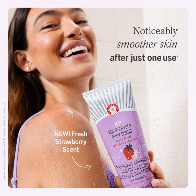First Aid Beauty KP Bump Eraser Body Scrub with 10% AHA – Fresh Strawberry - Image 5