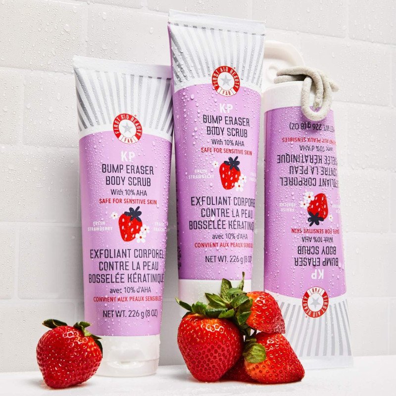 First Aid Beauty KP Bump Eraser Body Scrub with 10% AHA – Fresh Strawberry - Image 2