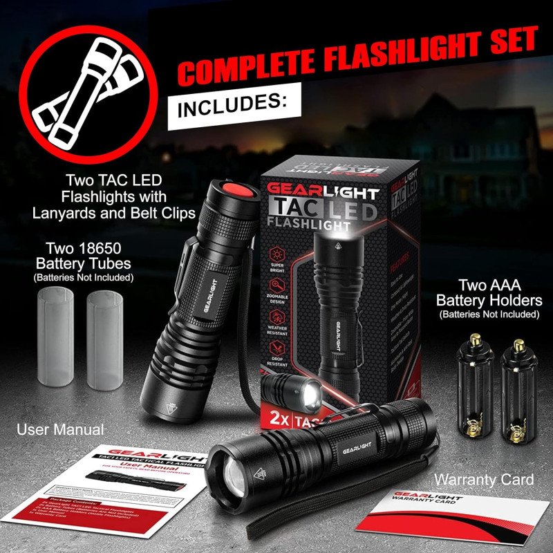 GearLight TAC LED Flashlight - 2 Pack - Image 4
