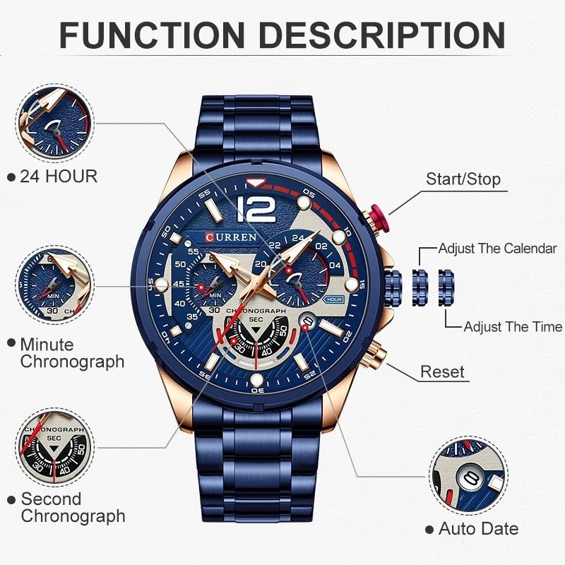 Curren 8395 Stainless Steel Men's Quartz Watch - Image 5