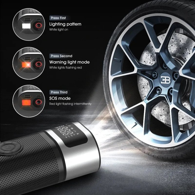 6000mAh Cordless Digital Tyre Inflator & Power Bank – Portable Air Compressor for Car, Bike & Motorcycle (150 PSI) - Image 4